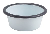 3.2oz WHite Enamel Ramekin with Grey Rim